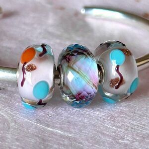TROLLBEADS Italy Exclusive Balloons & Glitter ONLY $@ each LAA Pink Blue Orange